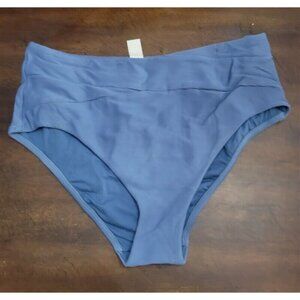 NWOT Milea 16 Mini Rib High Rise Bikini Swim Bottom Blue 122663